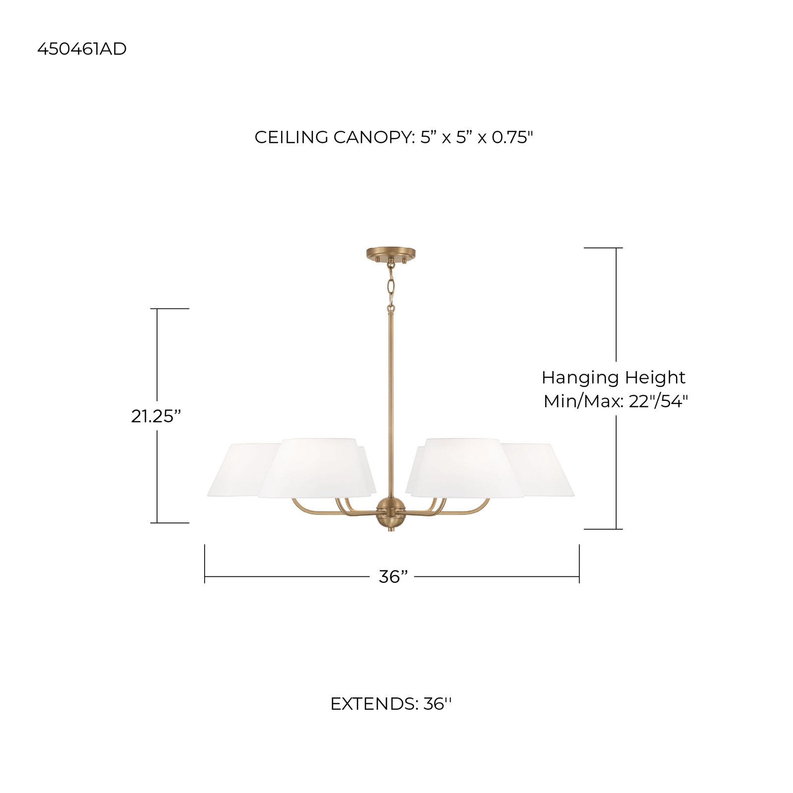 Arielle Dimmable Chandelier, 21.25" H x 36" W