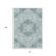 Tapis intérieur / extérieur bleu sarcelle et ivoire lavable à médaillon 10 pi x 14 pi