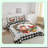 Birdsong Comforter Set - Branch Garland Duvet Quilt with Pillowcases - Cardinal Bedding Size - Xmas Decor - Soft Microfiber Black White Grid Pattern