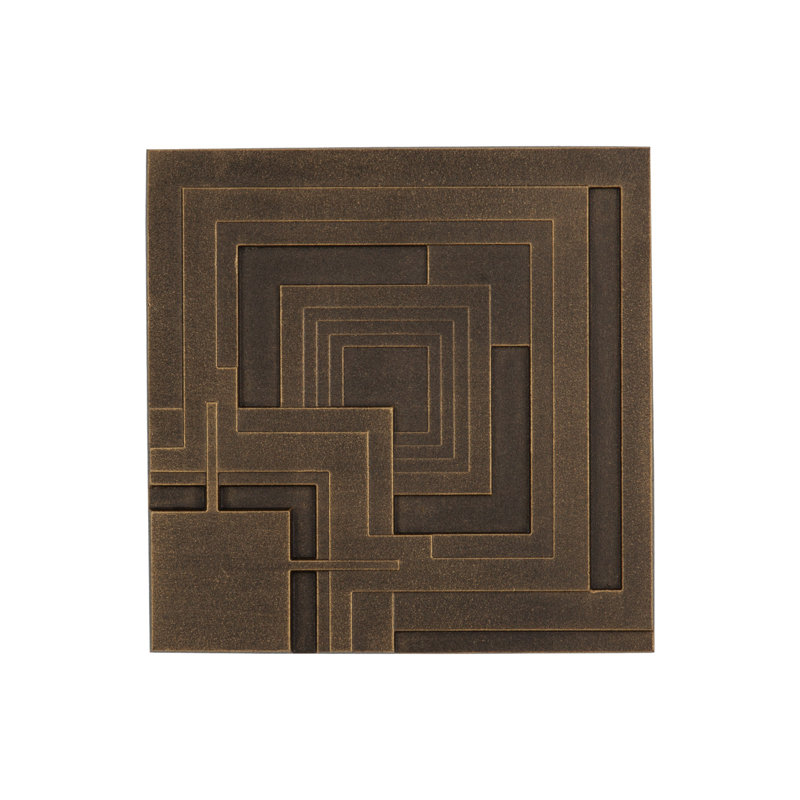 Plaque de carreaux Ennis Frank Lloyd Wright, 8 po x 8 po, Bronze vieilli / Or