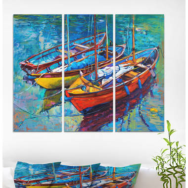 Bless international Fishing Boat At Sea Oil Painting On Canvas 3 Pieces Set  - Wayfair Canada