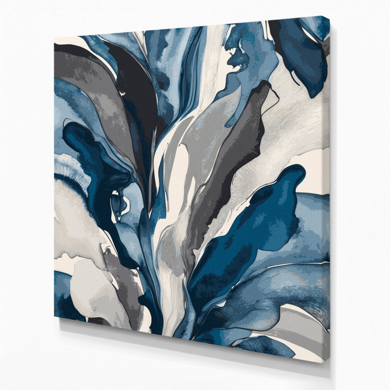 Abstrait aquarelle 86, art mural sur toile grise, H 12 po x l 12 po