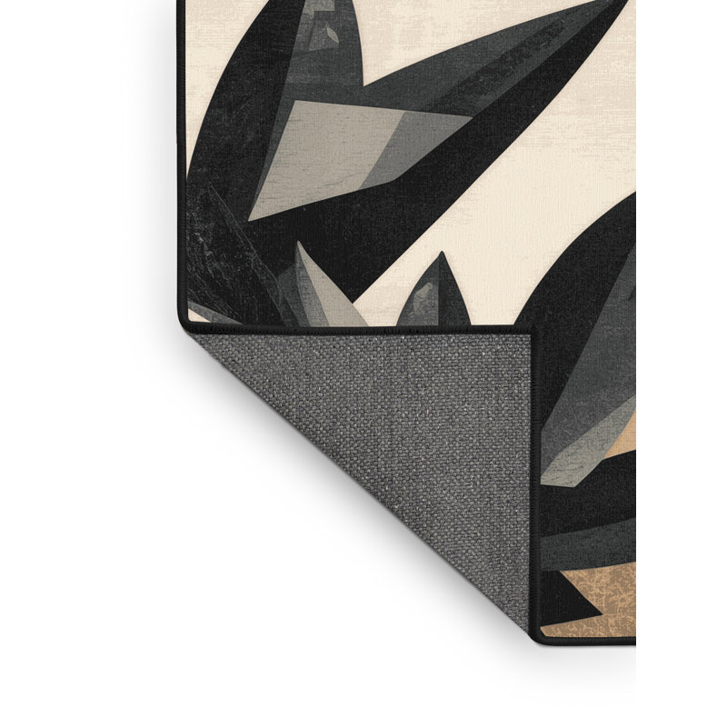 Tapis gris moelleux moelleux à motif géométrique rustique moderne Esave Agave, 3x5