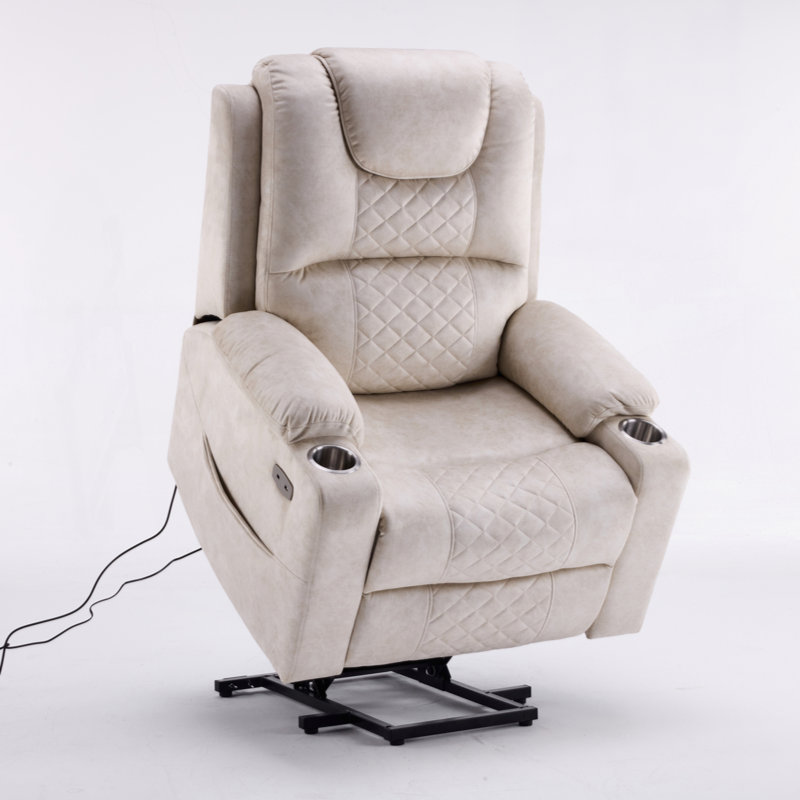 Oversized Power Lift Recliner massage Chair for Elderly,nfinite Positions,Single Motor,Cup Holders,and USB and type-c Ports,polyester Home Theater Seat