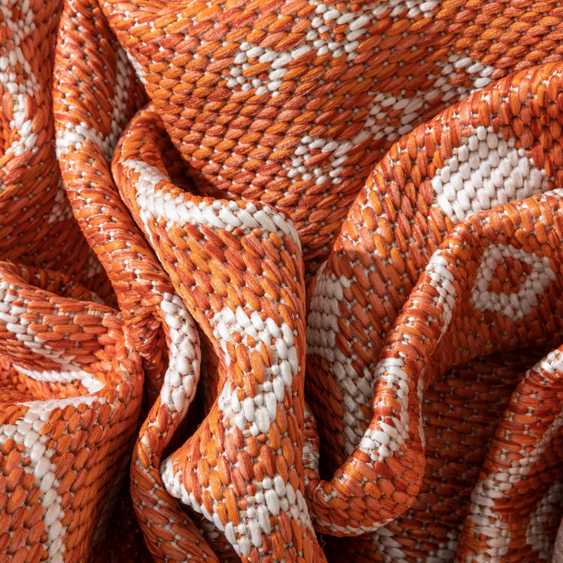 Tapis intérieur / extérieur orange Marshanna, Rectangle 5 pi 3 po x 7 pi 3 po