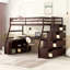 Lit mezzanine simple peu encombrant, fabrication en bois, finition espresso rustique pour la maison