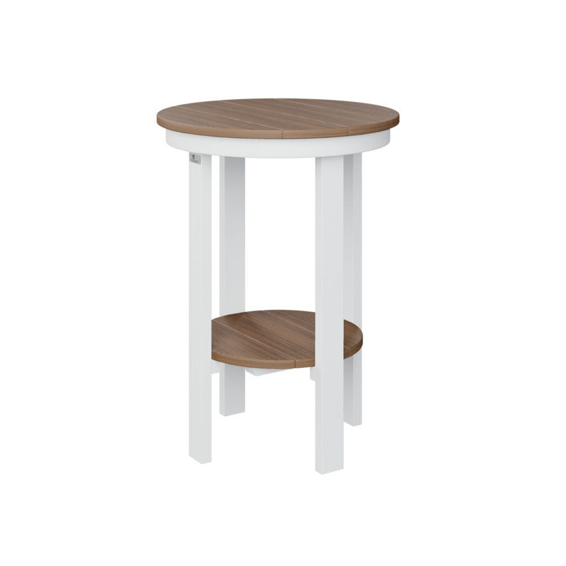  Table de bout ronde en acajou antique avec base blanche, Acajou antique, H 29 po x l 21,5 po x P 21,5 po