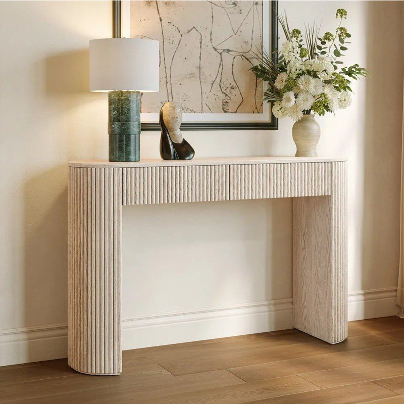 Console en bois de style français, Blanc cassé