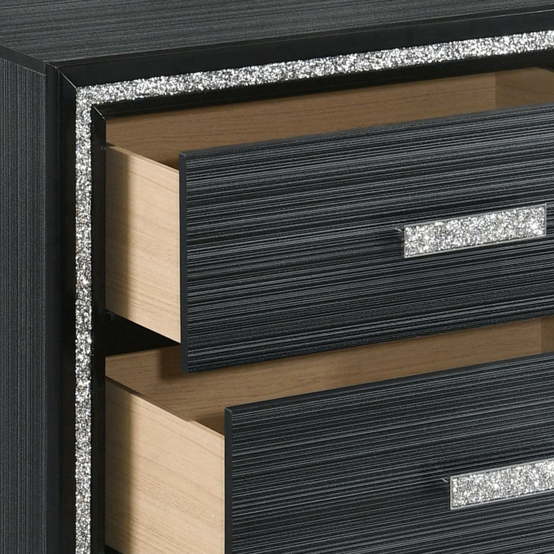 Table de chevet pour chambre à coucher - Noir vieilli 2, polyvalent pour 2 tiroirs,