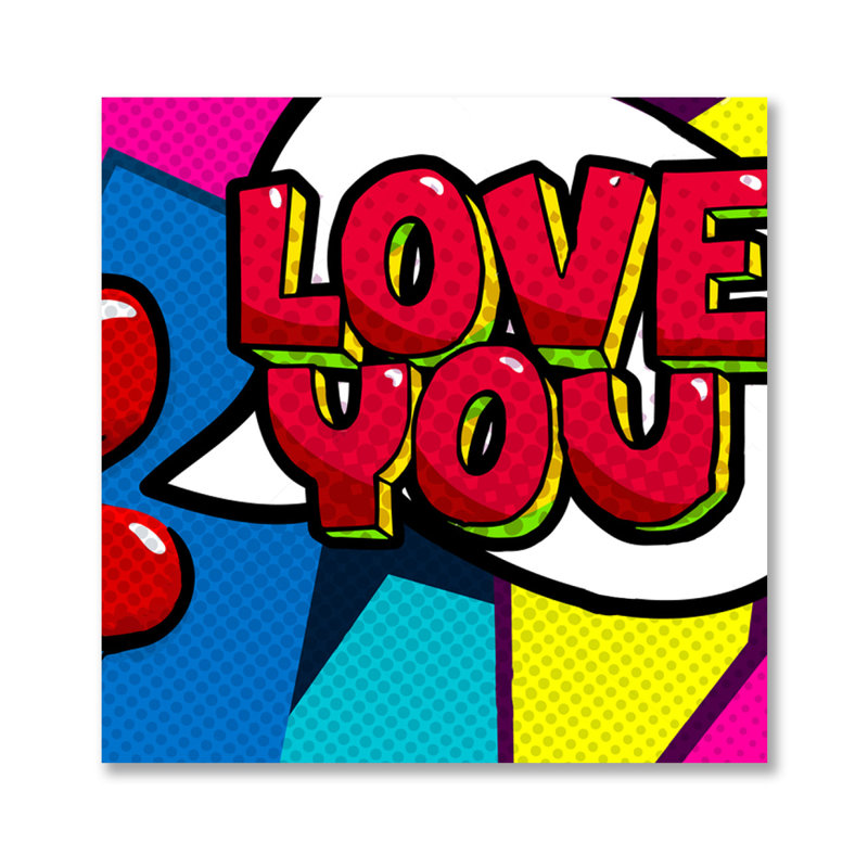 «Love You» - impression sans cadre, H 55 po x l 55 po, Métal