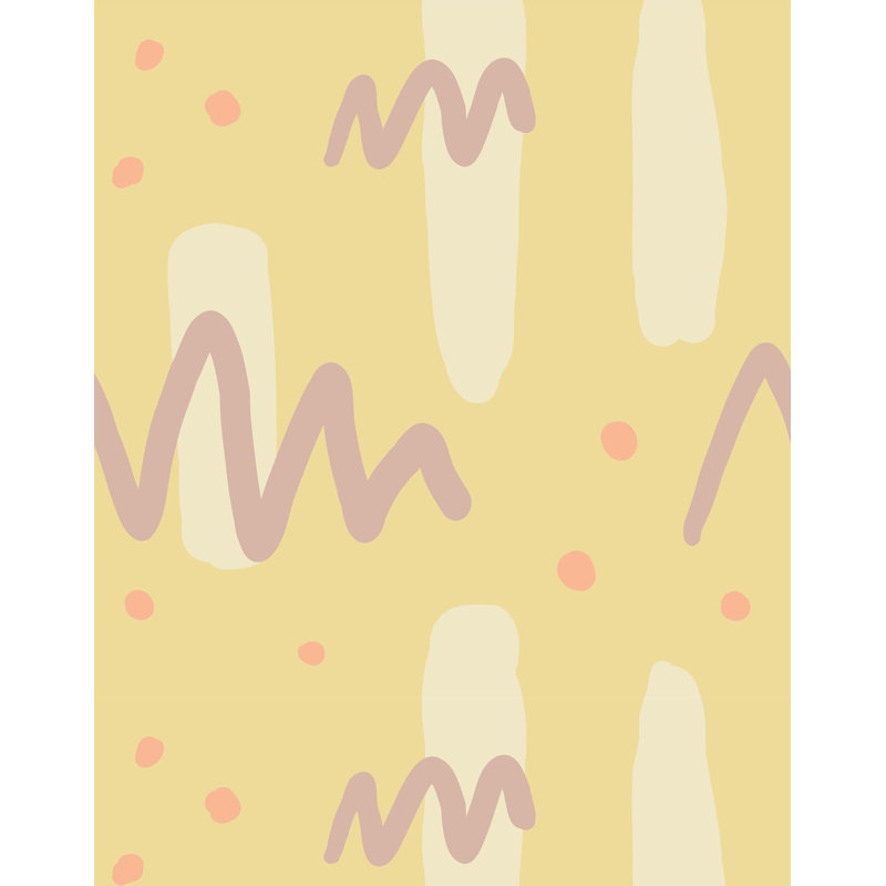 7m x 75cm Matte Childrens Abstract Paint Wallpaper Roll, Yellow