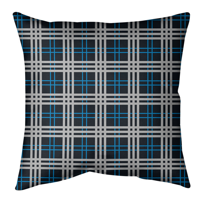 Coussin Los Angeles, 16 po x 1 po, Polyester/ Bourre en polyester, Bleu / noir / blanc Carolina 