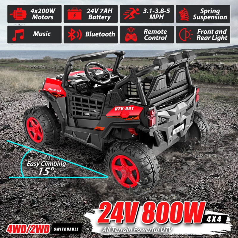 24V 2 places alimenté par pile avec jouet Utv avec télécommande, Rouge