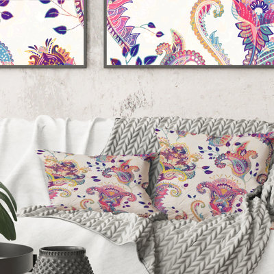 Jacobean Paisley Design - Scandinavian Printed Throw Pillow