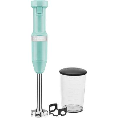 KitchenAid Variable Speed Corded Hand Immersion Blender with Removable Stainless Steel Arm, Blending Jar & Pan Guard in Ice Blue
