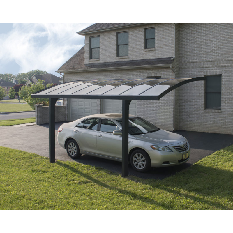 Palram - Canopia Arizona 10 Ft. x 16 Ft. x 9 Ft. Wing Single Carport Aluminum Metal Frame and Polycarbonate Panels for Outdoor Car, Truck, RV, Trailer, Boat Storage (Breeze Gray)