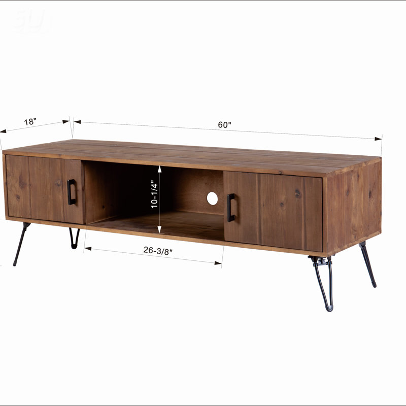 Industrial Style Reclaimed Wood Media TV Stand With Spacious Storage, Perfect For Modern And Rustic Living Rooms.