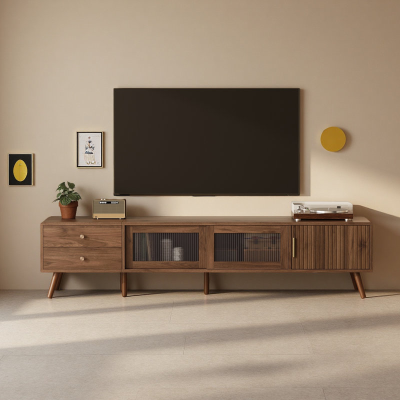 Meuble télé 76 po avec portes en verre 76 po Modern Minimal Modern Doors