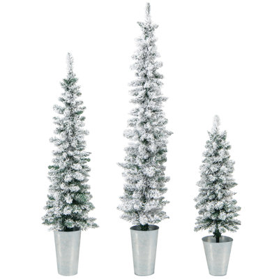 Ensemble de 3 arbres de Noël en flocons
