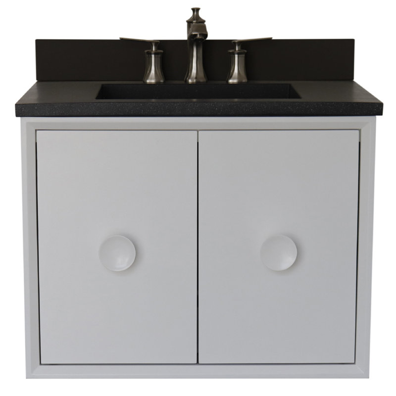 Ensemble de meuble-lavabo mural simple 31 po Crumley, Blanc, Noir
