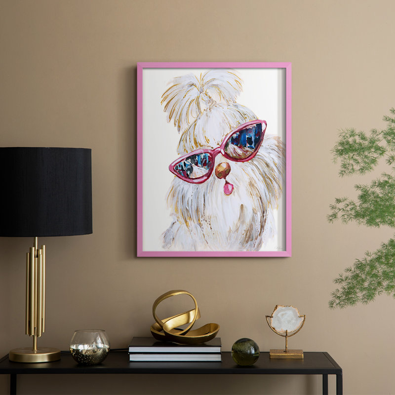 Shi Tzu Shades, reproduction encadrée - bois massif, H 11 po x l 9 po, Rose