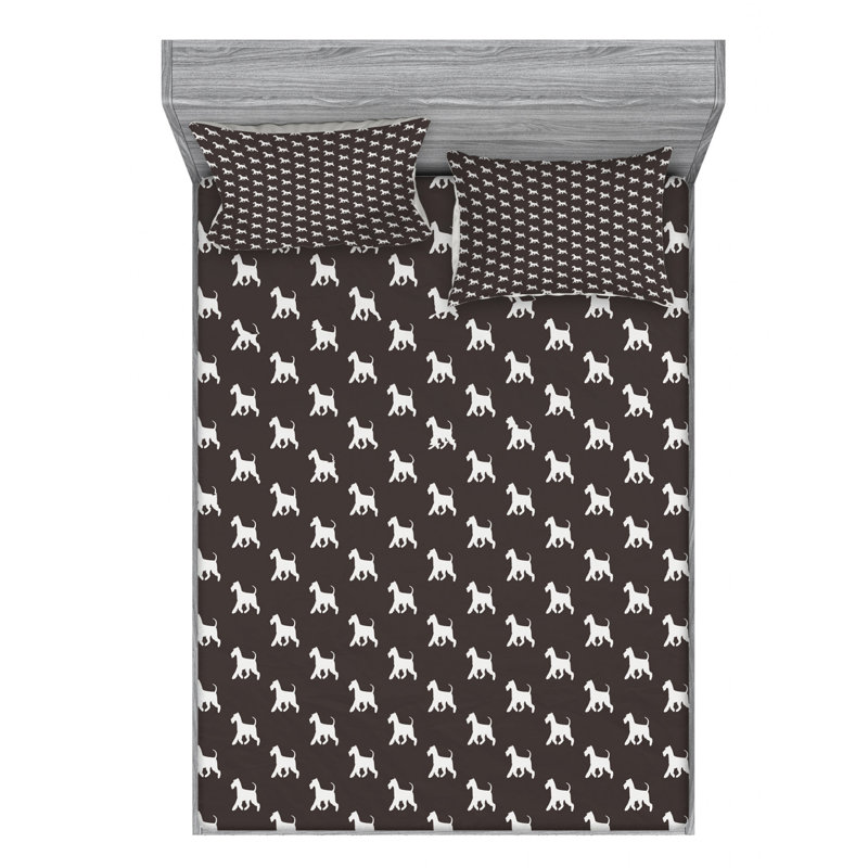 Microfiber Patterned Fitted Sheet, Full Fitted Sheet with 2 Pillowcases