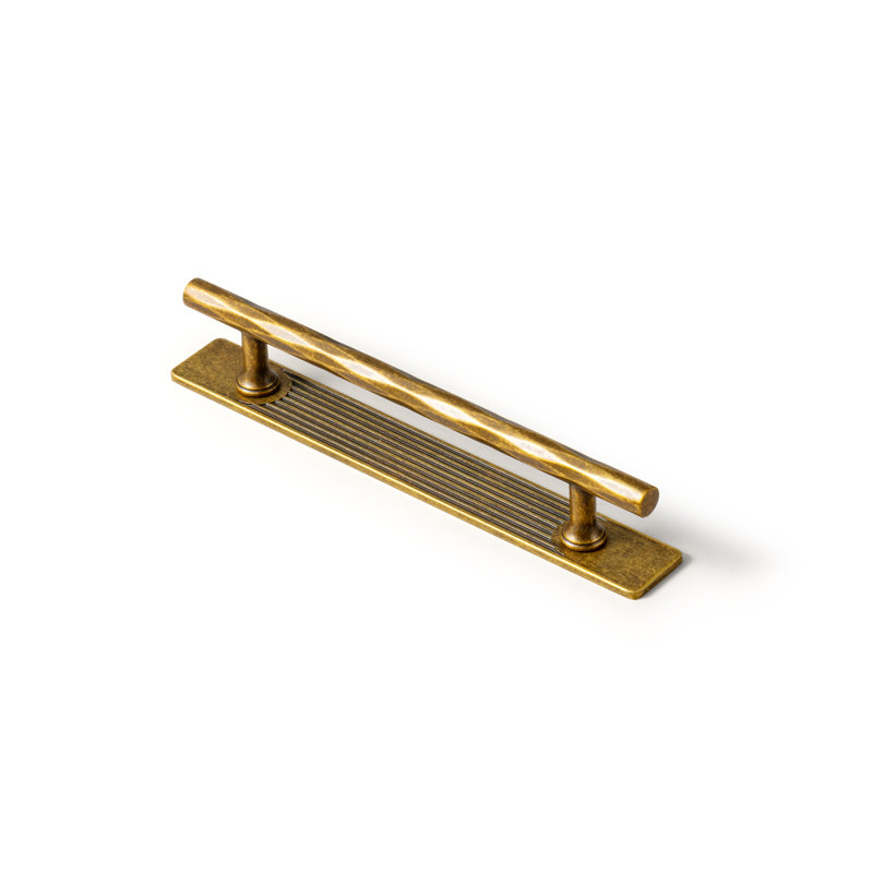 Poignée barre de coupe moderne en forme de diamant avec plaque arrière (Gban), 5", Laiton antique