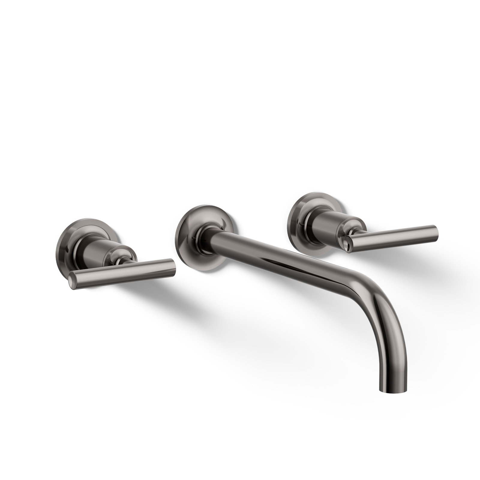 Purist Wall Mounted Bathroom Faucet, Vibrant Moderne Polished Gold, Lever Handle