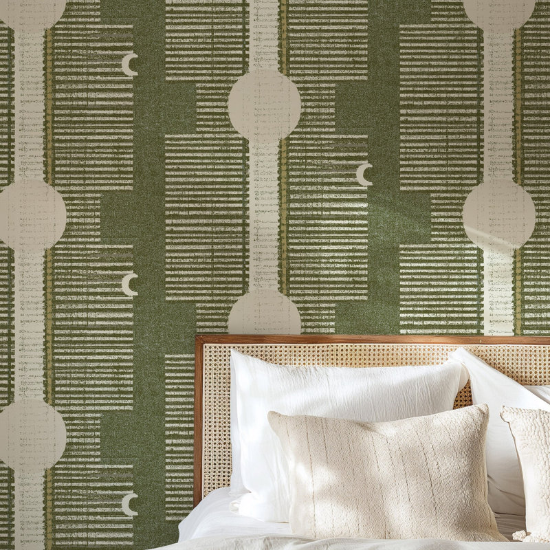 Inyanga Wallpaper, Non-Pasted, Faux Grasscloth, Olive Linen
