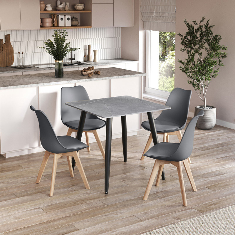 4 - Person Dining Set, Grey, Grey