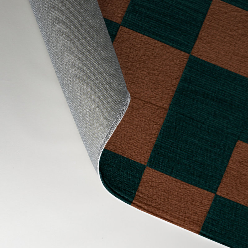 Tapis d'intérieur et d'extérieur à carreaux vert, Rectangulaire 3 pi x 5 pi