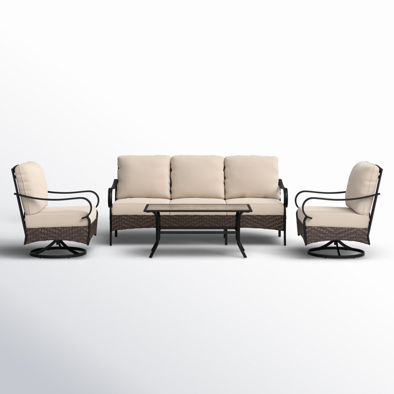 Ensemble de conversation de patio pour 5 à 7 personnes Argyri avec chaises longues et canapé pivotants, Non