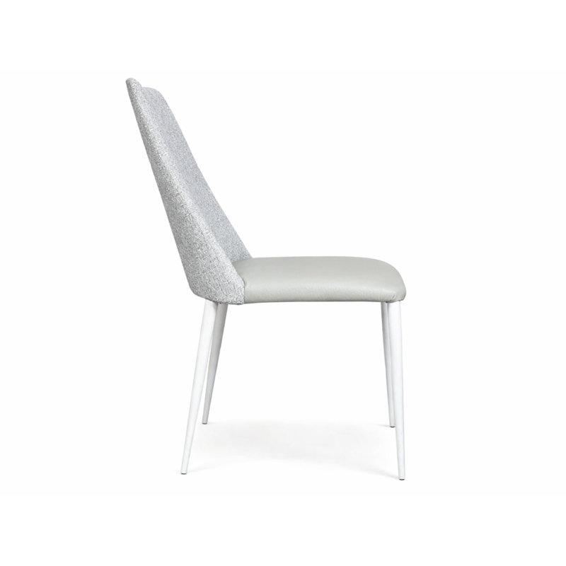 Chaise Clavene en cuir et coton., Gris, Gris