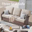 Canapé d'extérieur en osier de 75 po avec coussins de dossier en T beige et mousse épaisse de 5 po | Idée de cadeau-179581265