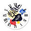Composition florale et géométrique rouge et bleue - Horloge murale moderne-59913733