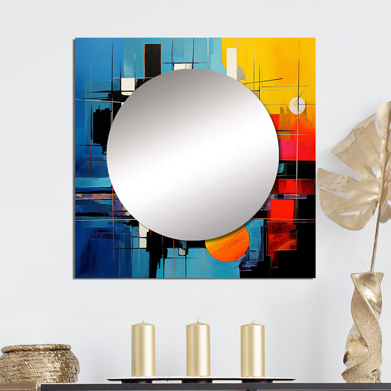 Lahm - Collages abstraits, miroir carré pour décoration murale, 36 po x 36 po