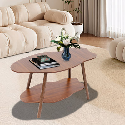 End Table, Modern Coffee Table, 2 Tier Sofa Side Table With Cloud-Shaped Tabletop
