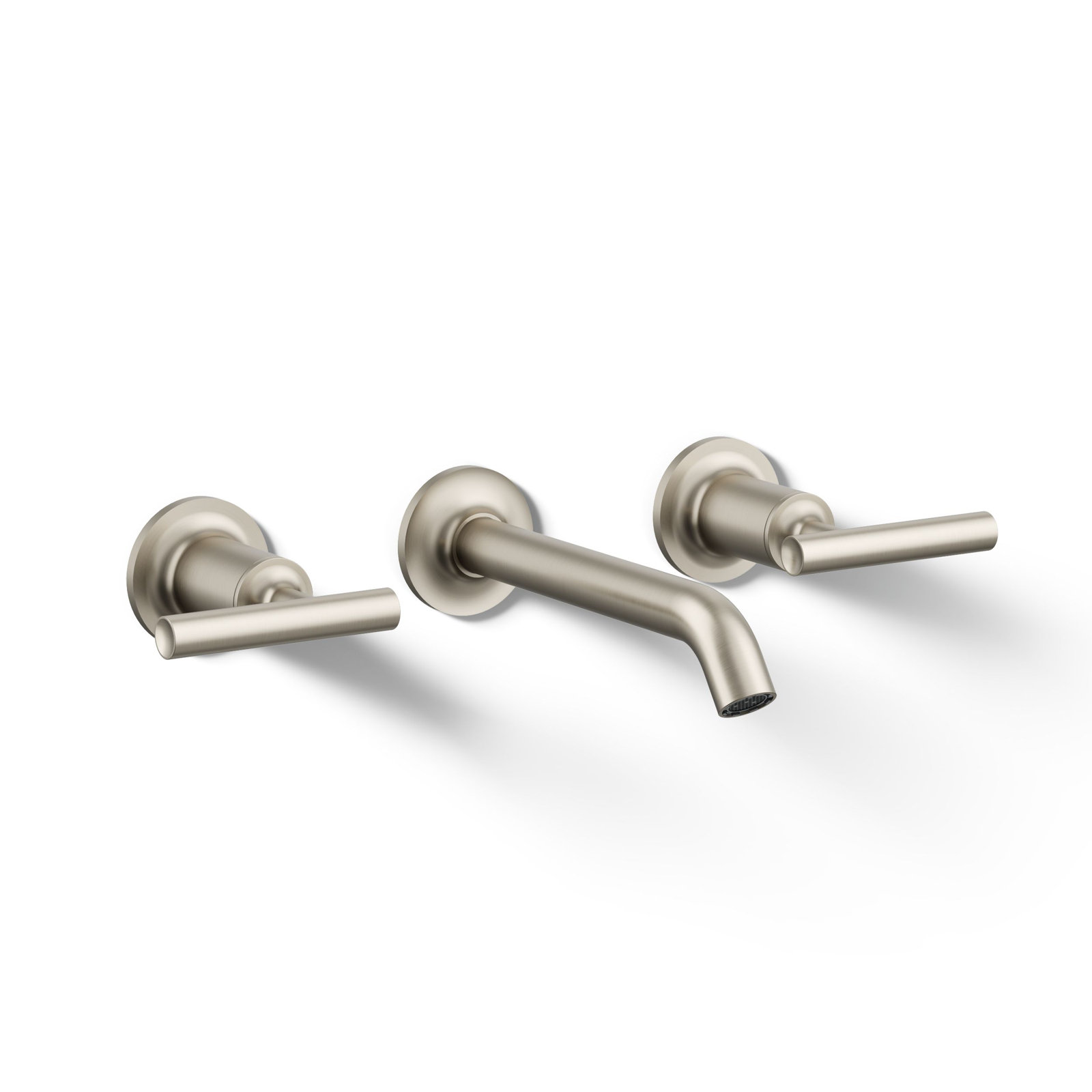 Purist Wall-Mounted Bathroom Faucet, Vibrant Brushed Nickel, Lever Handle