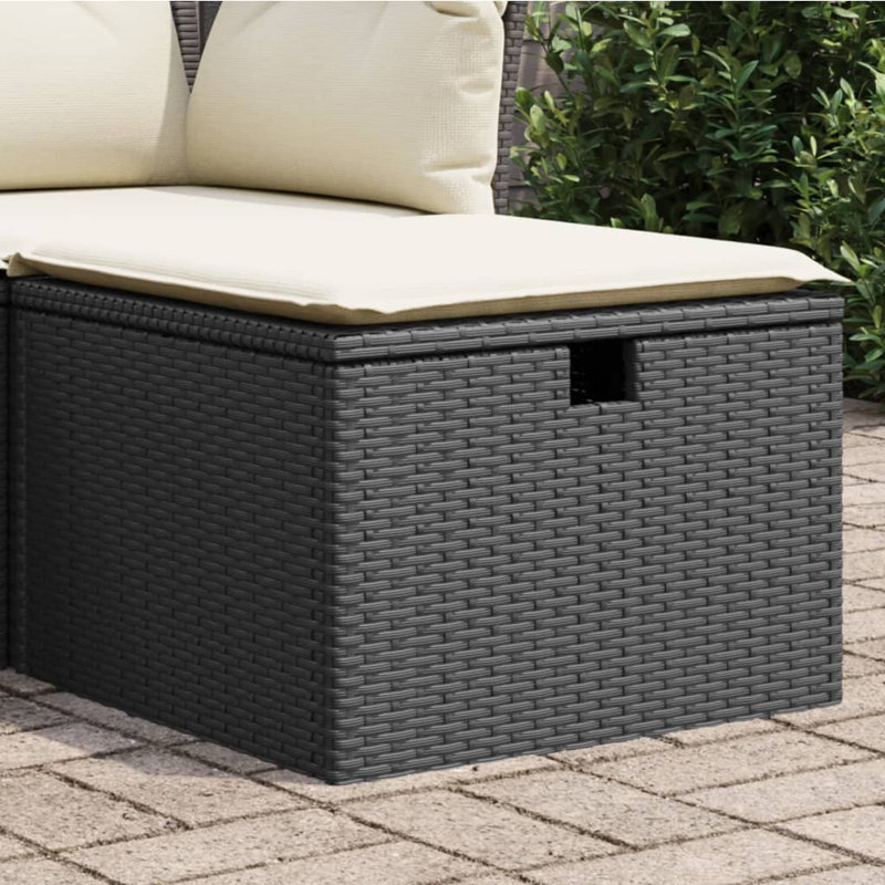  Petit tabouret de jardin PE en rotin noir petit matériau résistant à l'eau, Crème, crème, Noir