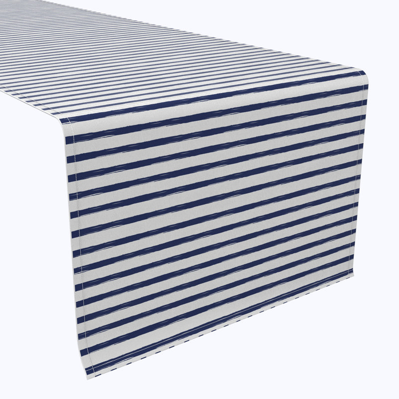 Fabric Textile Products, Inc. Table Runner, 100% Cotton, Navy Brush Stroke Stripe, 16" x 108"
