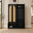 79" Farmhouse Hall Tree with Rattan Doors, Shoe Storage Bench, 6 Coat Hooks and Adjustable Shelves for Entryway-1688608364