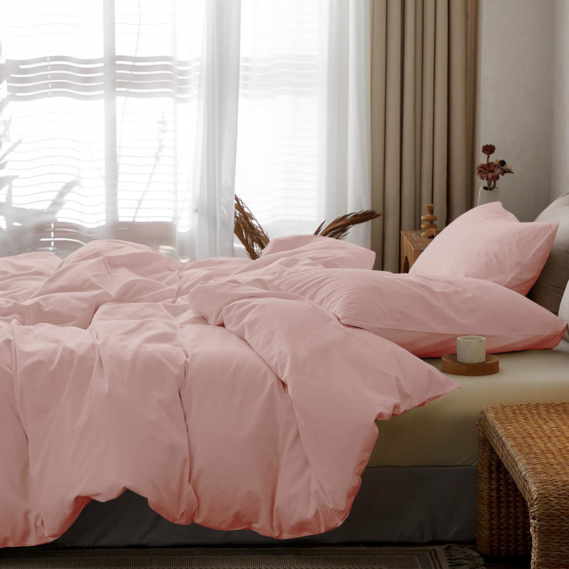 My Home Store Fridi Microfiber Reversible Duvet Cover Set , Double Duvet Cover + 2 Standard Pillowcases, Pink