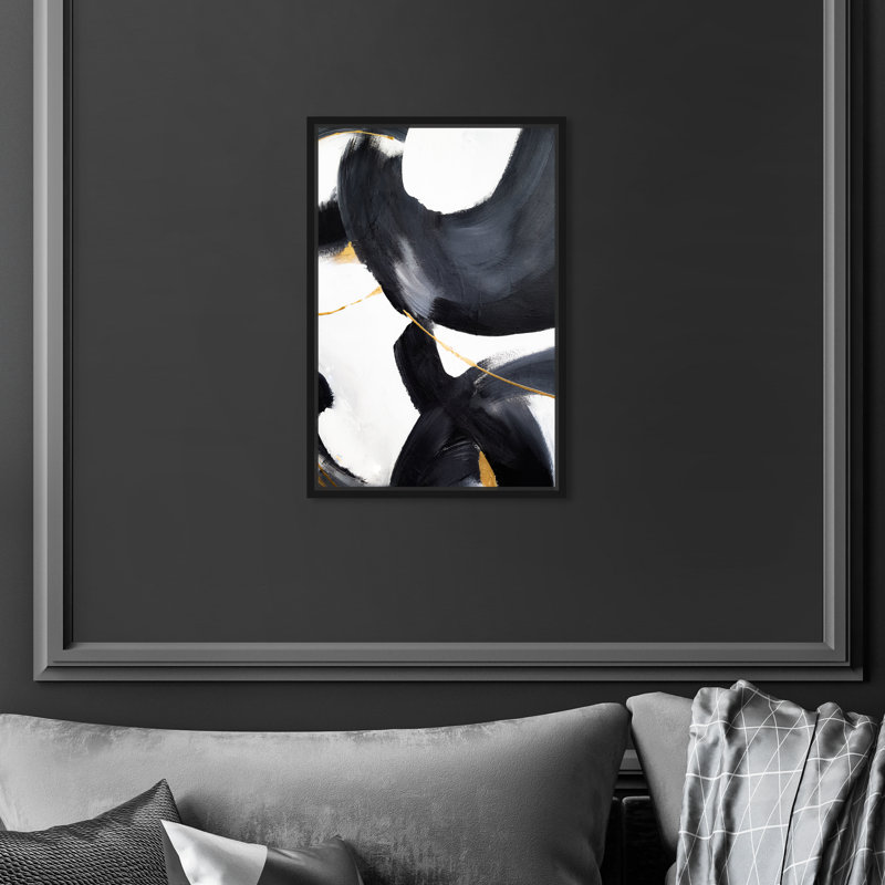 Amani - peinture sur toile, H 24 po x l 16 po, Toile encadrée, Noir