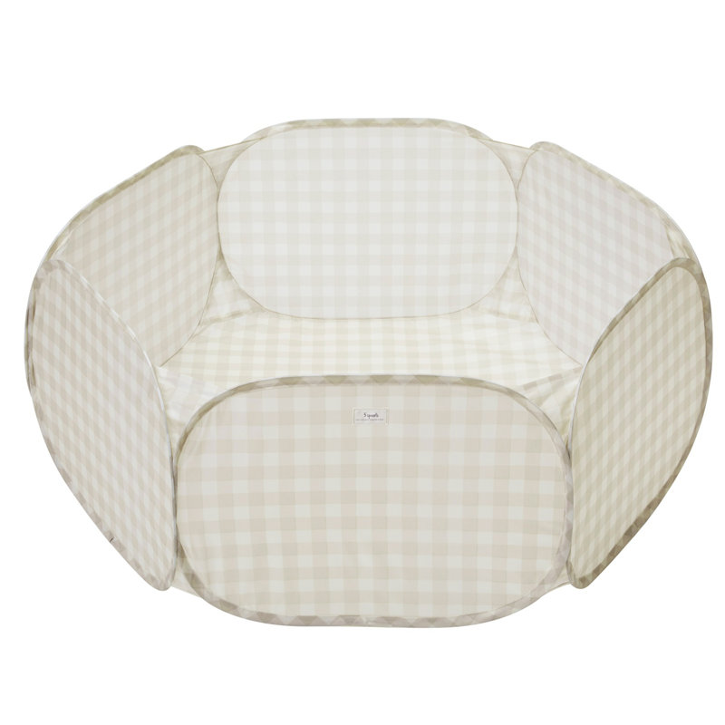 Tapis pour enfants 3 Sprouts en tissu recyclé / guingan / beige