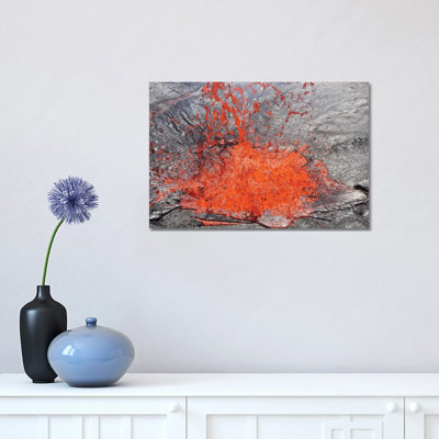Lava Bubble Bursting Through Crust Of Active Lava Lake by Richard Roscoe - Wrapped Canvas Print