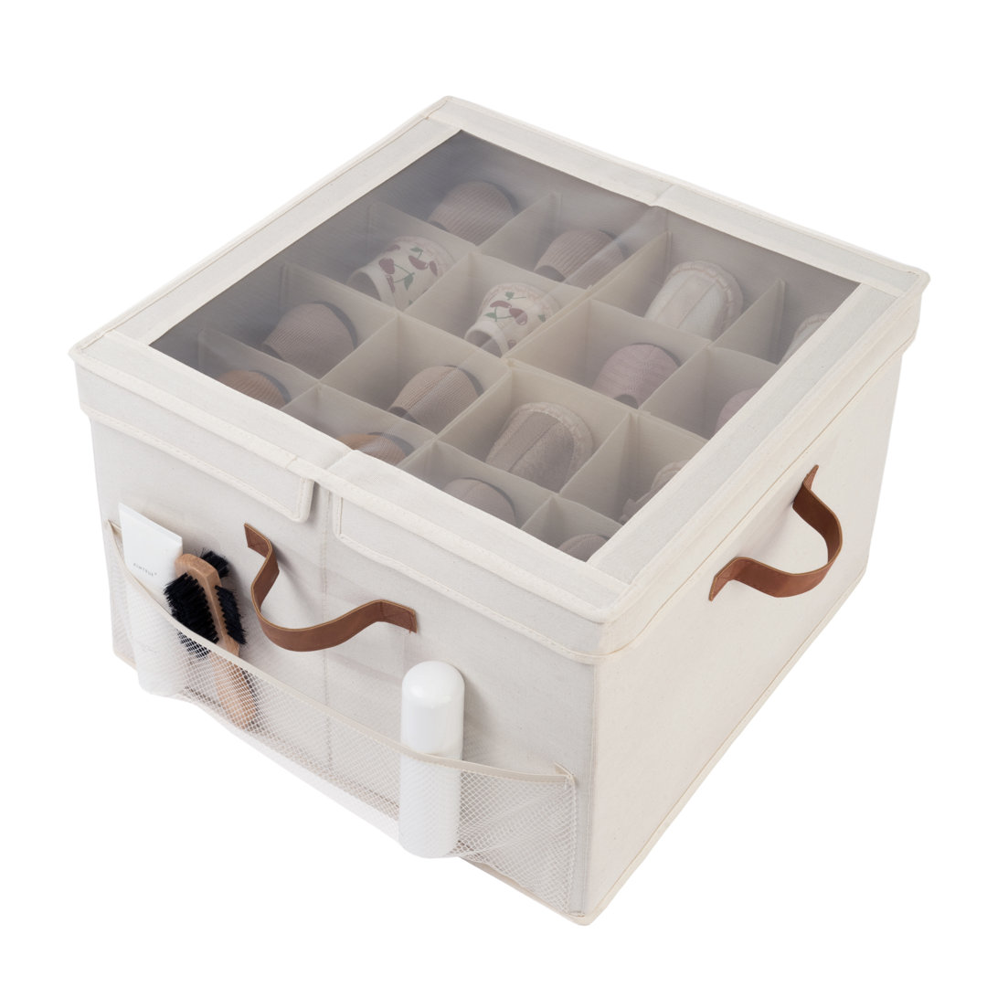 8 Pair Fabric Shoe Storage Box with Lid Ebern Designs 