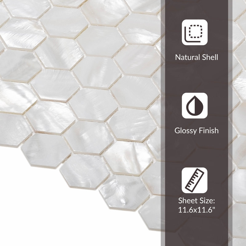 11.6" x 11.6" Seashell Honeycomb Mosaic Wall & Floor Tile