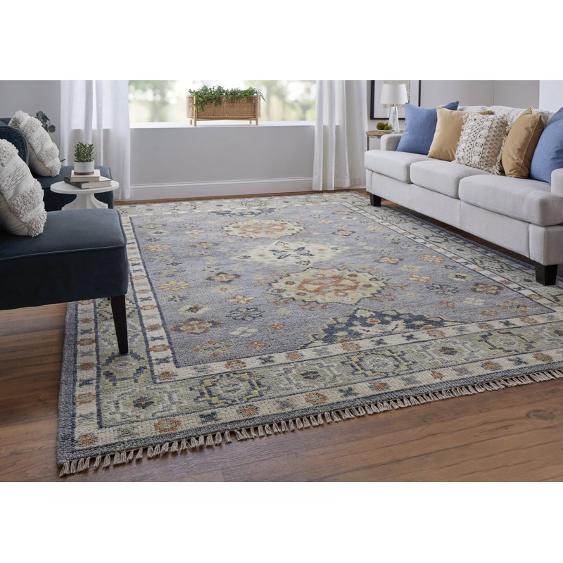 Nacy Wool Oriental Area Rug, Rectangle 12' x 15', Gray