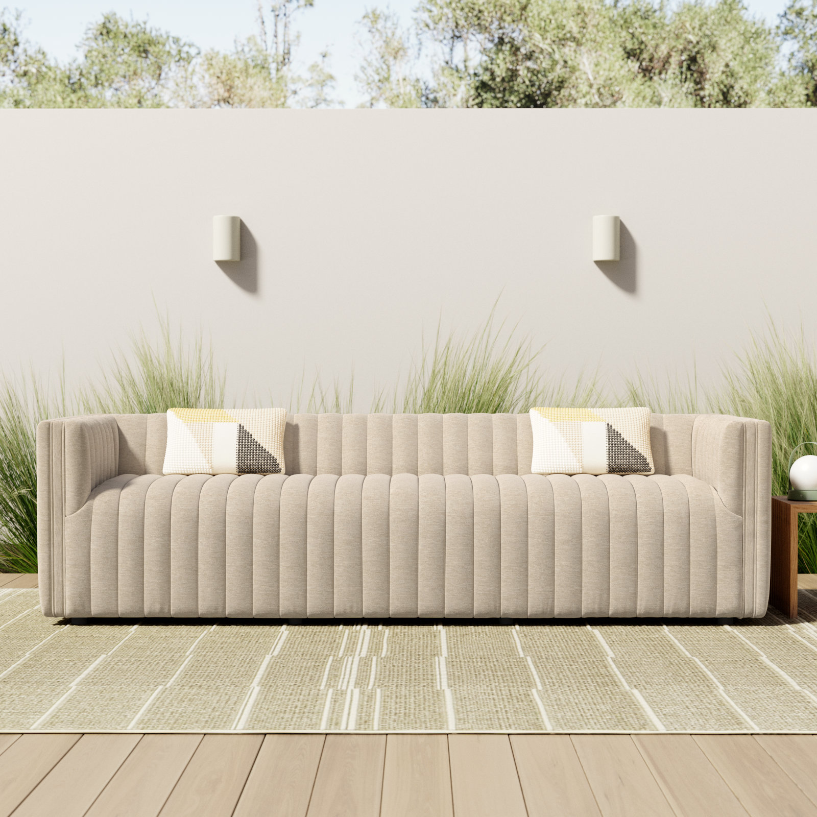 Brandt 96" Outdoor Sofa, Cream