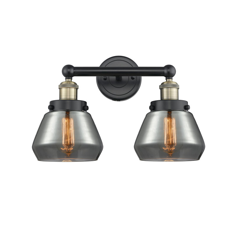 Éclairage pour salle de bain à 2 lumières à intensité variable Rivka, Plaqué couleur fumée, Laiton antique noir